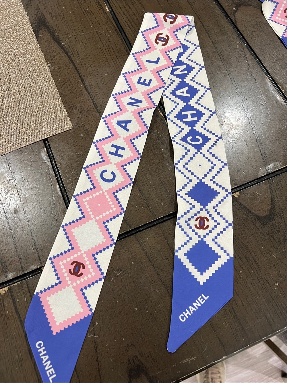 Pink, Blue & White Graphic Logo Twilly